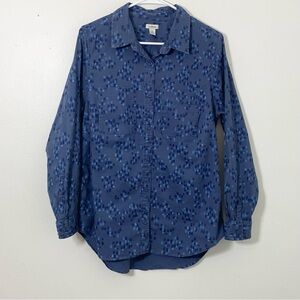 L.L. Bean Shirt Mens M Blue Abstract Long Sleeve Button-Up